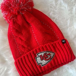 Bling Kansas City Chiefs Swarovski Style Womens NFL Beanie Hat